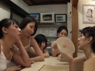 Japanese models are hot milfs in group action in the baths