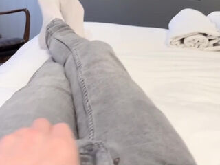 Hotel Room Bed Sharing Leads To Handjob From Blonde Stepmom