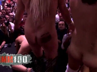 3 lesbians fist an old woman submissive in public - MMM100