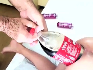 Fucked 2 Litre Cola Bottle in Her Ass