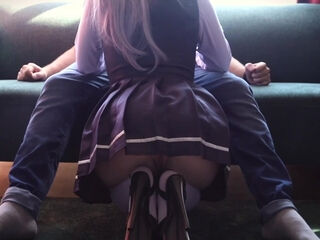 Sexy cosplayer dressed as sexy hentai girl given quality sex and cum on bush