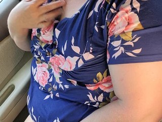 '1 HORNY BBW Southern Naughty Hotwife MASTURBATES IN CAR in her neighborhood TRIES NOT TO GET CAUGHT!'