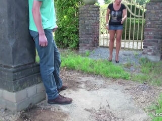 German Step Mom Catch Step son Wank In Garden And Help With Fuck