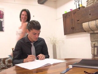 Female French teacher gets fucked and fisted by her student 18+
