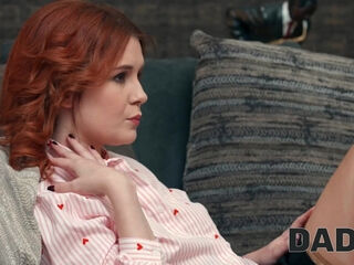 Hot young redhead Kaira Love is seduced by an older guy who licks and fucks her pussy