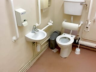 Fucked anal and squirt in public disabled toilets