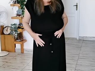 Hot milf MariaOld fuck huge natural tits and do blowjob in black stockings and high heels shoes