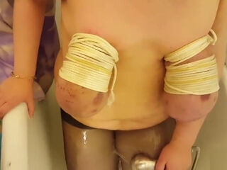 Very hard spanking my dirty BBW slut and pissing to her mouth