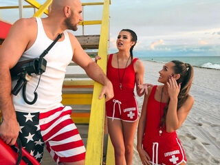 Horny Lifeguards Share A Cock Video With JMac, MacKenzie Mace, Kylie Rocket - Brazzers