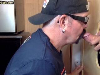 Gloryhole mature gaydaddy sucks dong on 1st gloryhole date