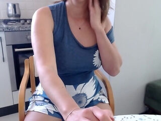 Shy Step mom fingering in the kitchen
