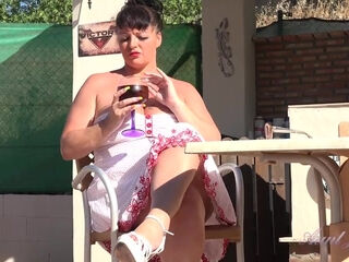 Devon Cools Down with a Glass of Wine and Some Pussy Play in the Sun