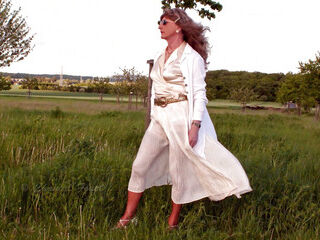 Public Posed In Smooth Sheer Silk & Shiny Nylon Stockings