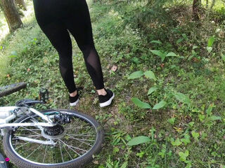 Stranger Blonde Girl on a Bike Loves to Suck Cock and Swallow Cum During a Bike Ride in the Forest