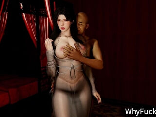 3D Big Boobs Slut Asian Housewife Cheating with Big Old Dick and Got Orgasm