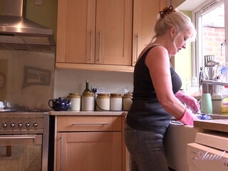 Auntie Louise Masturbates For You in the Kitchen