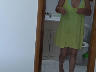 My husband's friend records me putting on my bikini to go to the beach to show off and make my cocks