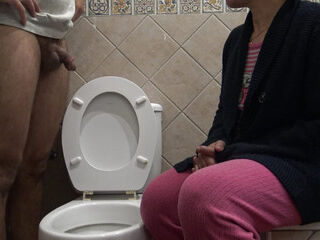 perverted mom watching her stepson piss in front of her