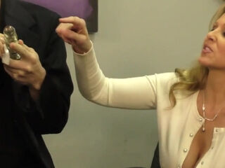 Employee Slave Has To Polish His Bosss Dildos And Is Then Milked On His T-Shirt With A Teasing Hand Job - FemdomSex