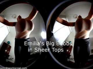 Emilia's Big Boobs In Sheer Tops - Huge Tit Bbw