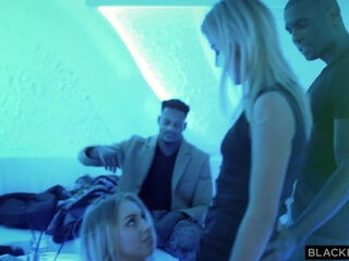 Blonde MILFs rocks BBCs in groupsex after club