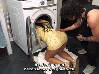 Stuck Stepmom Laundry Room Hookup with a Busty Latina
