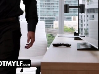 Executive Indulgence: Blonde MILF Surprise in Luxury Bondage