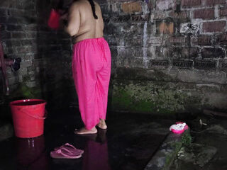 My aunty was taking a bath