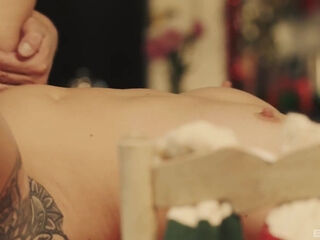 Fit Brunette British MILF Belle O'Hara Gets Fucked Hard On the Kitchen Table On X-mas Eve