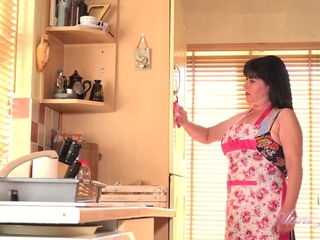Janey Cleans the Kitchen, Then Celebrates with Her Pussy