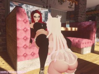Clumsy Waitress Serves Horny Futanari with her Body then gets "Stuck" and Fucked - VRChat ERP